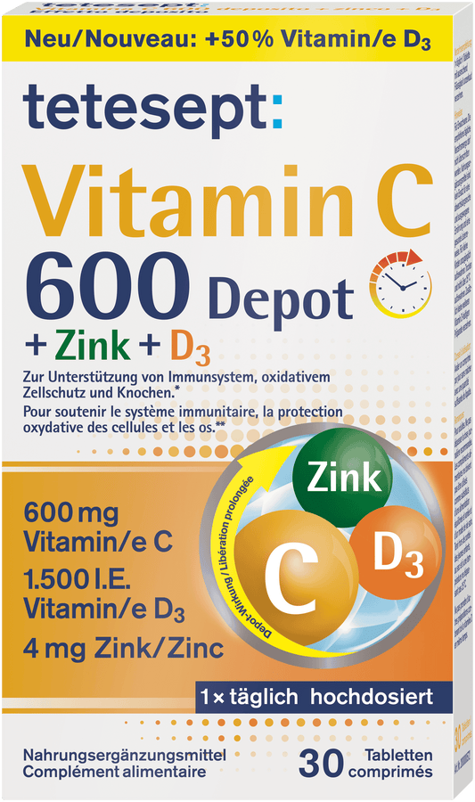 4008491129602 tetesept Vitamin C600 + Zink + D3 Depot FS 30 Stck