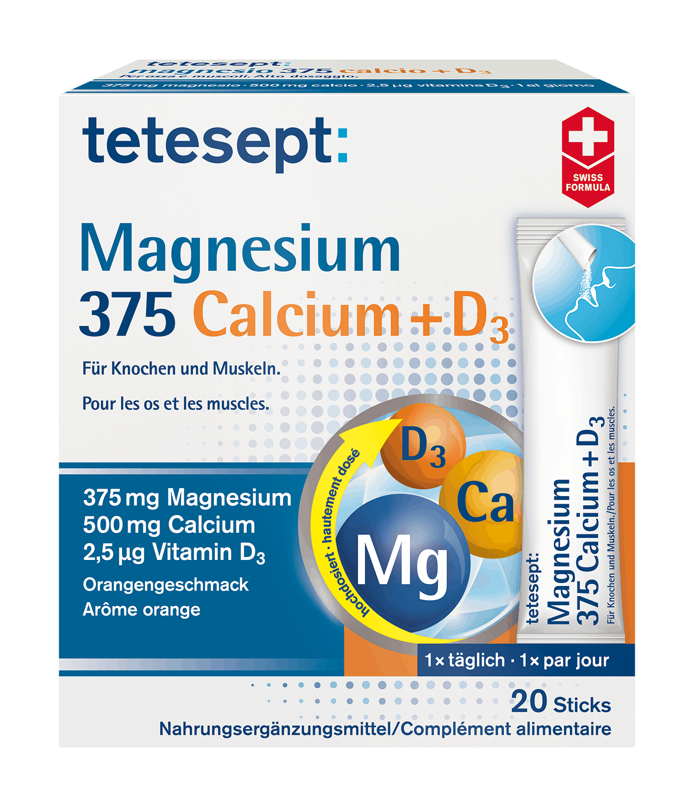 tetesept Magnesium 375 Calcium + D3 Sticks