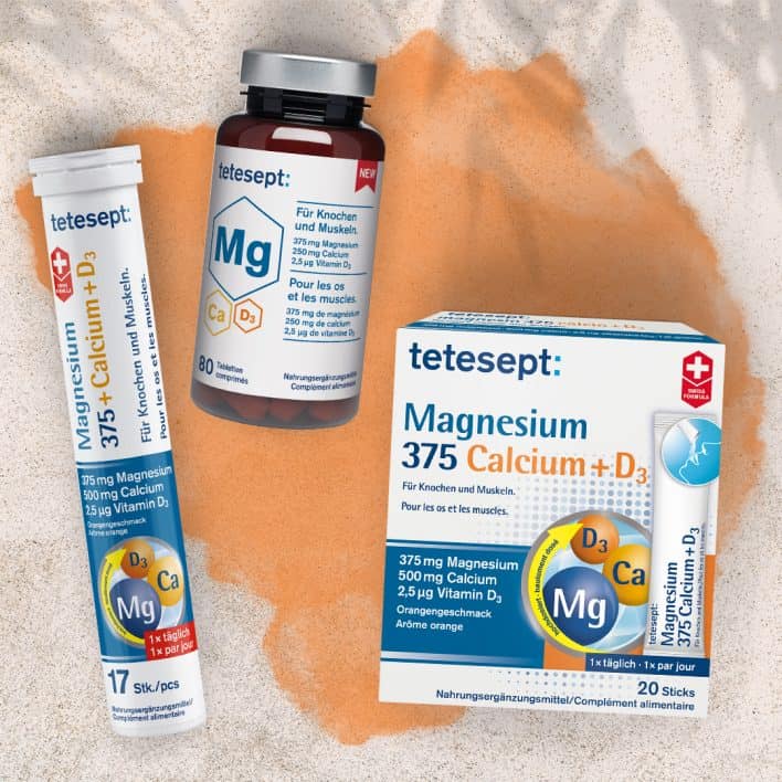 Magnesium 375 Calcium + D3 (Brausetabletten, Sticks, Tabletten)