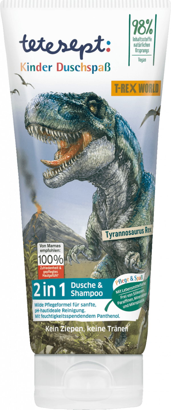 tetesept Kinder Duschspass 2in1 Dusche Shampoo T-Rex World