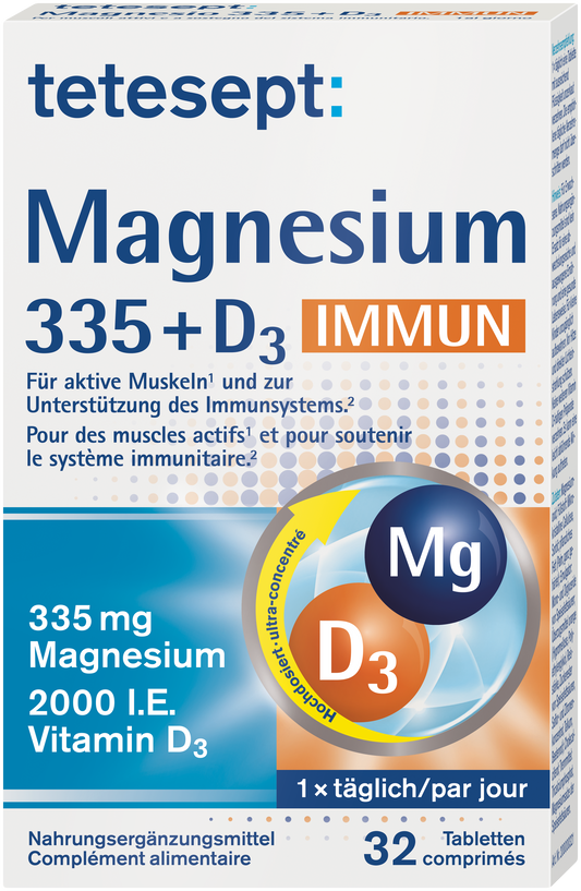tetesept Magnesium 335 + Vitamin D3 Immun Tabletten