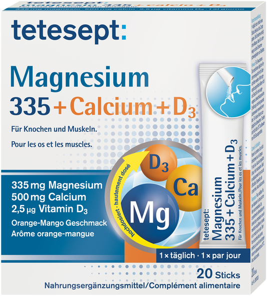 tetesept Magnesium 335 Calcium + D3 Sticks