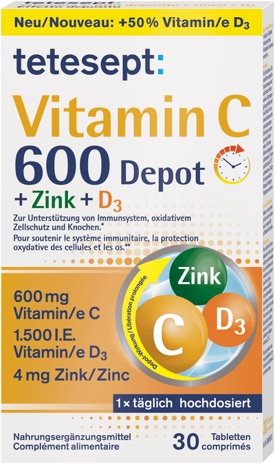 4008491129602 tetesept Vitamin C600 + Zink + D3 Depot FS 30 Stck