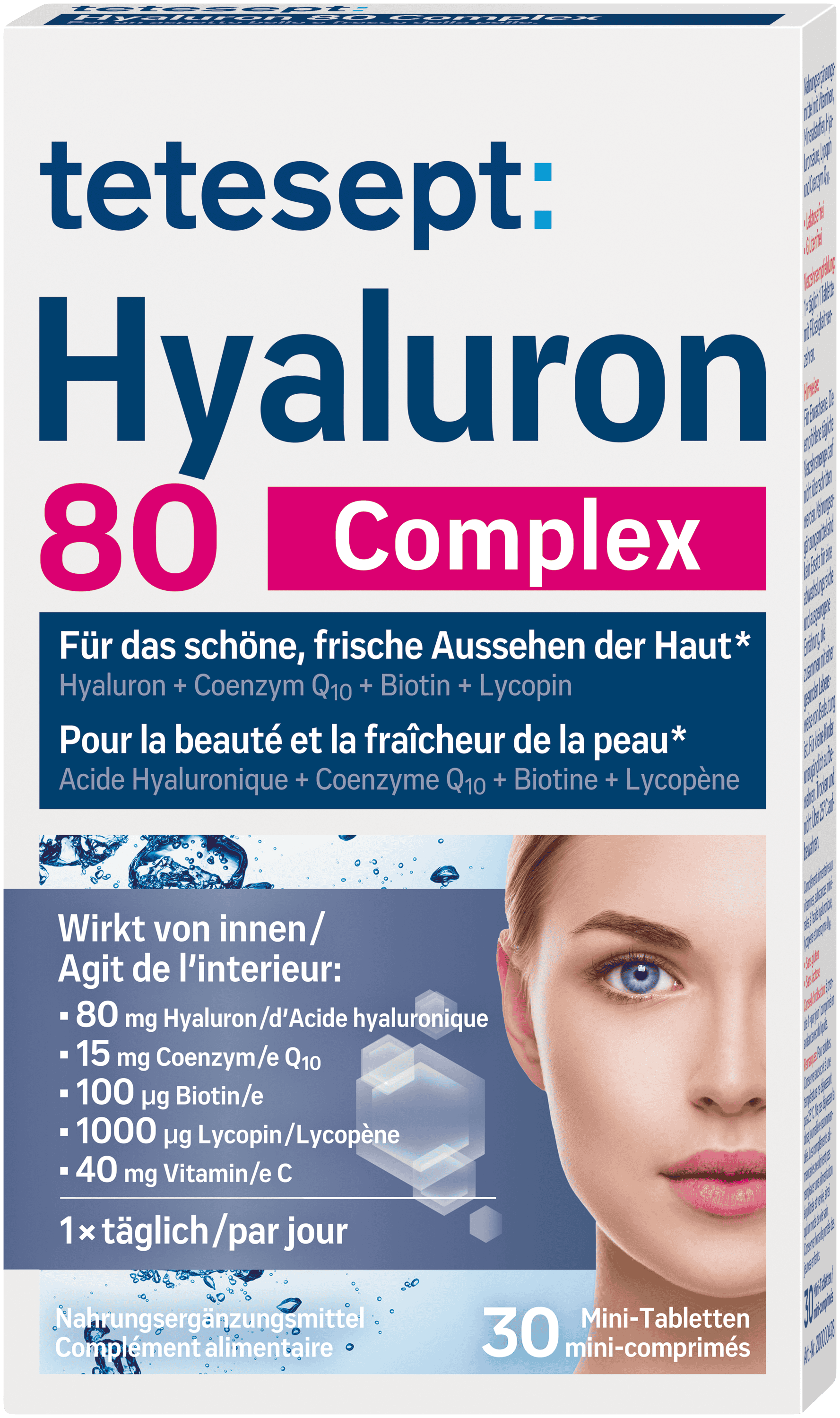 7611618002763_tetesept Hyaluron 80 Complex FS 30 Mini-Tabletten_product_front_pack_portrait_3d